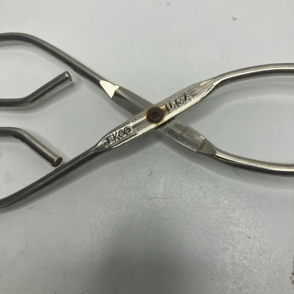 Ekco U.S.A. 8 Inch Steel Metal Scissor Style Hotdog Kitchen Tongs